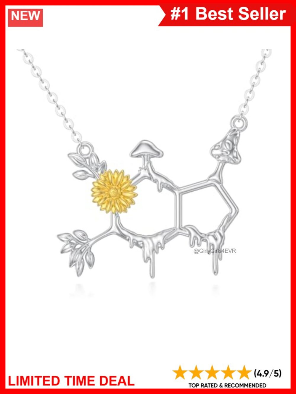 925 Sterling Silver Happiness Molecule Pendant Necklace Science Gift